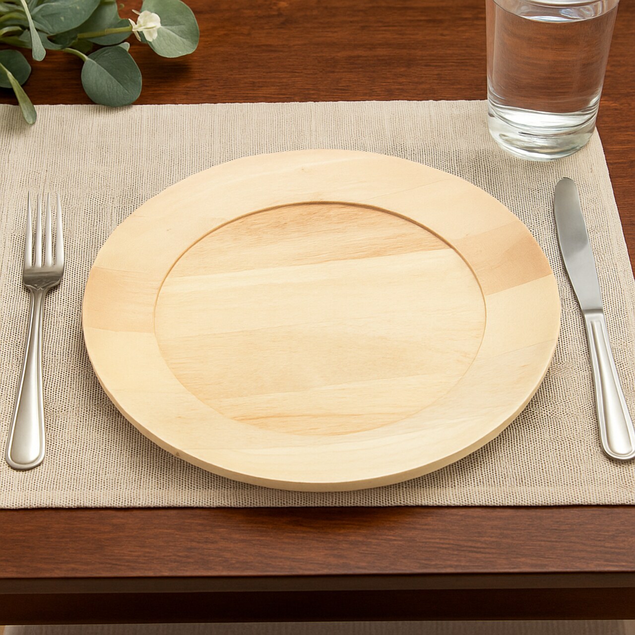 Handcrafted Natural Wood Charger Plate – Eco-Friendly Rustic 13-Inch Dinnerware Accent